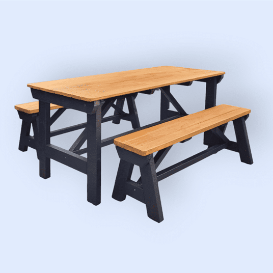 Table and benches set